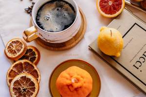 Accent, Unique Orange Design, Artisan Craftsmanship, Novelty Decor, Whimsical Gift Idea, Creative Table Centerpiece, Fruit-Inspired Candle, Vibrant Home Decor, Aromatic Orange Theme, Collectible Art Piece, Decorative Sculpture, Zesty Aroma, Modern Candle Holder