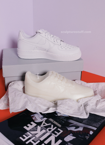 Unique and detailed Nike Air Force 1 Candle, a sneaker-shaped decorative sculpture candle. Crafted with precision, this high-quality candle adds a touch of urban flair to any space. Ideal gift for him, perfect for the holiday season. Limited stock availabl