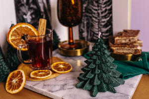 Handcrafted Holiday Decor, Festive Mantelpiece Candle, Winter Celebration Centerpiece, Cozy Christmas Atmosphere, Unique Tree-shaped Candle, Seasonal Illumination, Christmas Eve Candlelight, Ornamental Holiday Lighting, Christmas Tabletop Decor, Home for the Holidays Candle