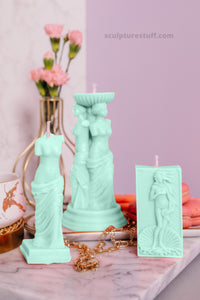 Greek Goddess Candle, Mythological Home Decor, Sculpted Goddess Art, Classical Greek Design, Divine Candle Sculpture, Hellenistic Inspired Decor, Elegant Goddess Figurine, Mythical Wax Art, Handcrafted Greek Statue Candle, Artistic Home Accent, Ancient Civilization Decor, Heavenly Home Lighting, Goddess Silhouette Candle, Unique Hellenic Design, Spiritual Wax Sculpture, Decorative Mythology Candle, Ethereal Interior Decor, Goddess Worship Decor, Timeless Greek Art, Symbolic Home Illumination.