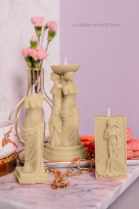 Greek Goddess Candle, Mythological Home Decor, Sculpted Goddess Art, Classical Greek Design, Divine Candle Sculpture, Hellenistic Inspired Decor, Elegant Goddess Figurine, Mythical Wax Art, Handcrafted Greek Statue Candle, Artistic Home Accent, Ancient Civilization Decor, Heavenly Home Lighting, Goddess Silhouette Candle, Unique Hellenic Design, Spiritual Wax Sculpture, Decorative Mythology Candle, Ethereal Interior Decor, Goddess Worship Decor, Timeless Greek Art, Symbolic Home Illumination.