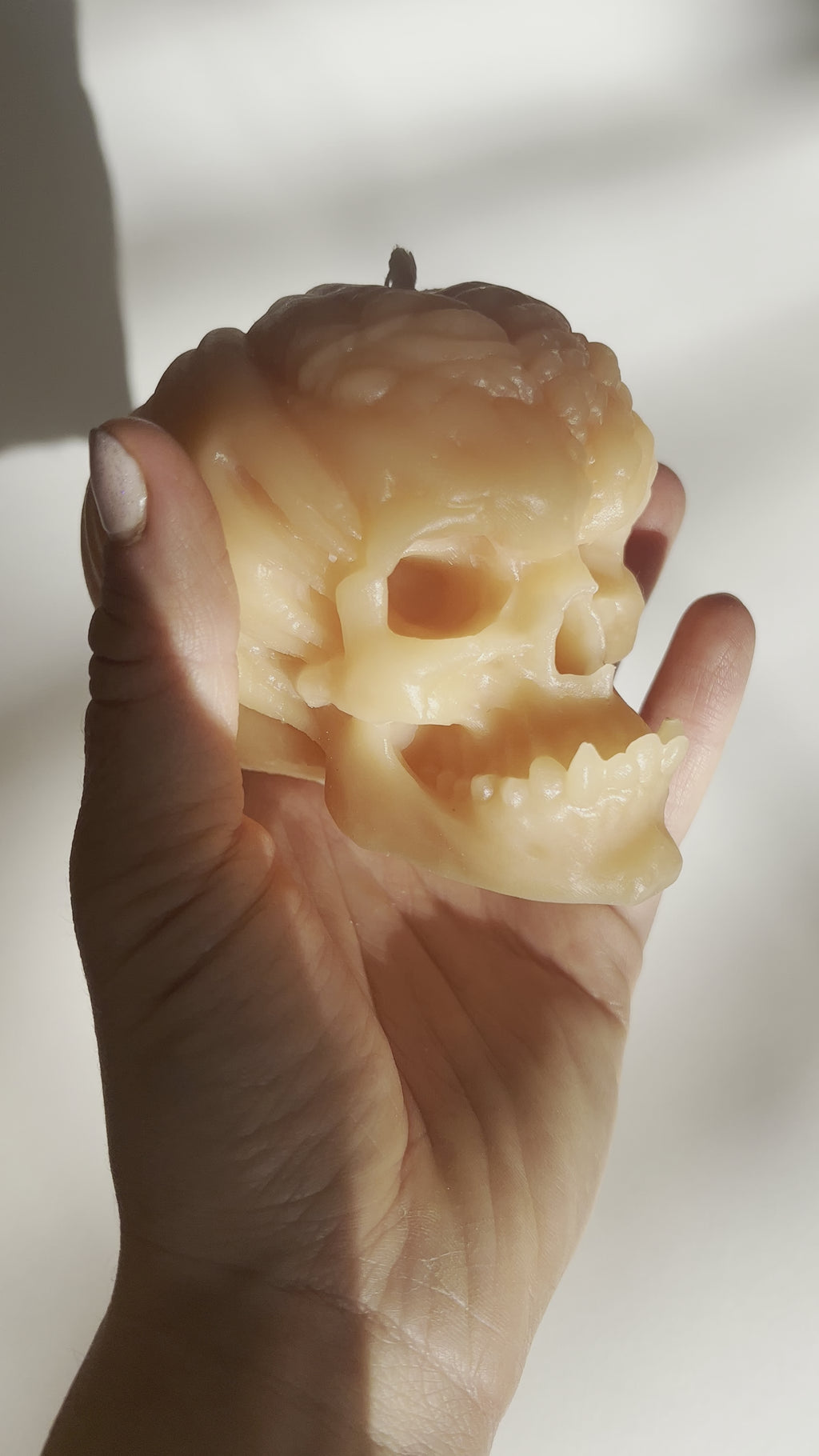 Gothic Skull Candle, Unique Macabre Design, Spooky Halloween Decor, Dark Aesthetic Home Accessory, Alternative Gift, Creepy Wax Sculpture, Unusual Home Decor, Intricate Skull Detail, Handcrafted Art, Decorative Display, Haunting Interior Design, Mysterious Atmosphere, Collector's Item, Eerie Home Accent, Goth Furnishing, Occult Inspired Decor, Skull Lover's Delight, Exquisite Wax Craftsmanship, Bewitching Illumination
