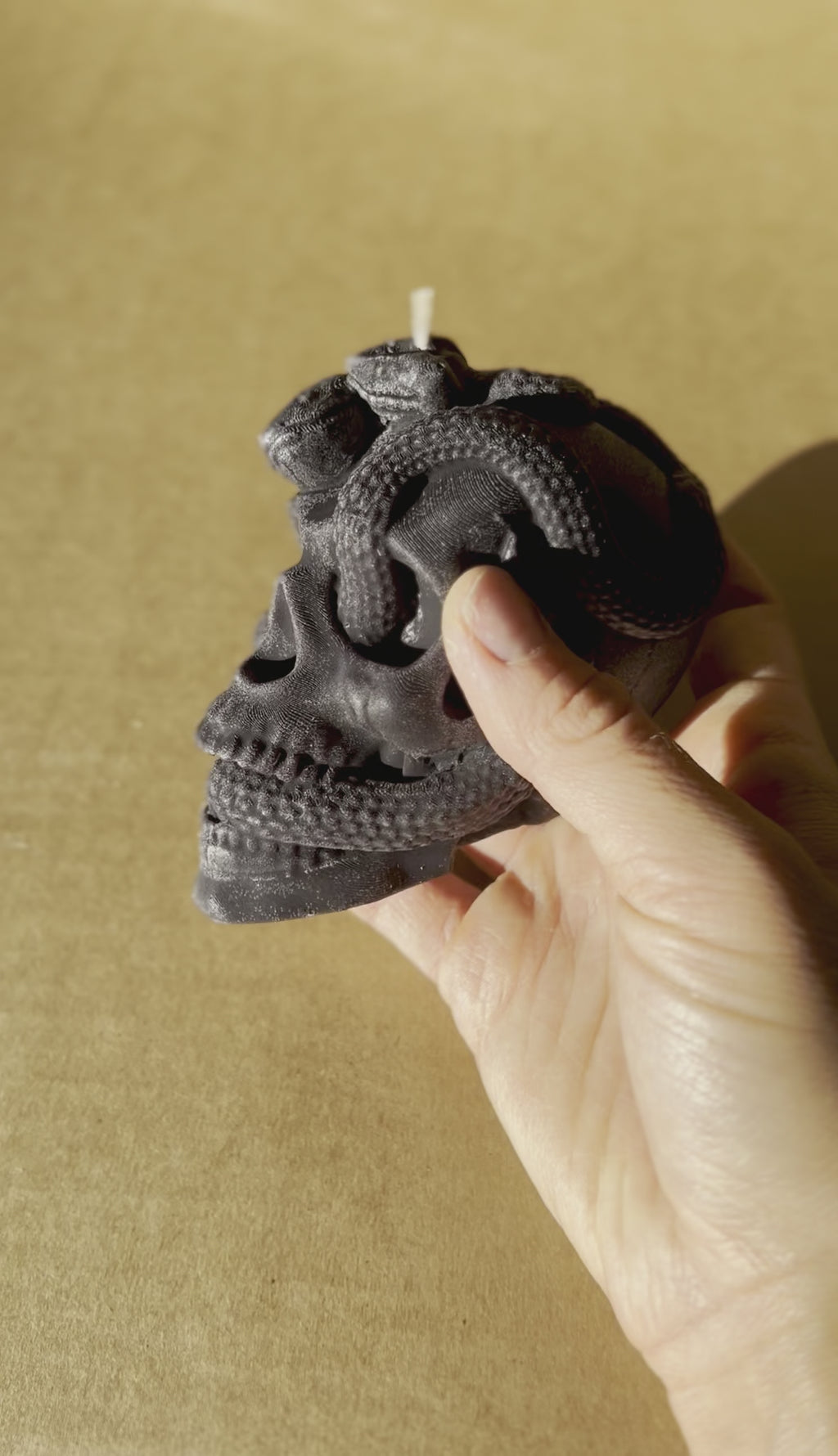 Gothic Skull Candle, Unique Macabre Design, Spooky Halloween Decor, Dark Aesthetic Home Accessory, Alternative Gift, Creepy Wax Sculpture, Unusual Home Decor, Intricate Skull Detail, Handcrafted Art, Decorative Display, Haunting Interior Design, Mysterious Atmosphere, Collector's Item, Eerie Home Accent, Goth Furnishing, Occult Inspired Decor, Skull Lover's Delight, Exquisite Wax Craftsmanship, Bewitching Illumination