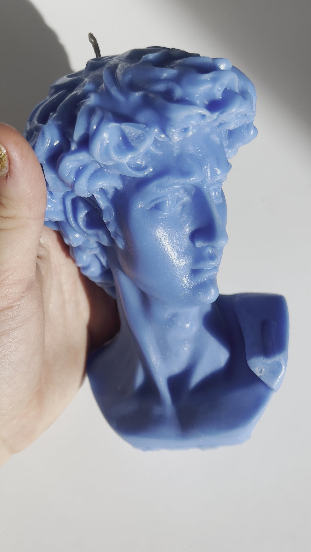 David Greek Candle, Michelangelo Sculpture, Classic Art Decor, Greek Mythology Candle, Renaissance Inspiration, Heroic Statue Candle, Greco-Roman Home Accent, Mythical Sculpted Light, Timeless Masterpiece, Neoclassical Design, Hellenistic Decor, Symbol of Strength, Artistic Home Fragrance