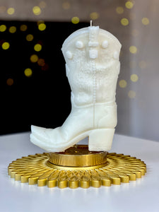 Handcrafted Cowboy Boot Soy Wax Candle - Yeehaw Western Decor, Unique Rodeo-Inspired Design, Made with 100% Natural Soy Wax, Clean Burning, Long-lasting, Perfect Gift for Western Enthusiasts and Home Decor, Available Now at SculptureStuff.com