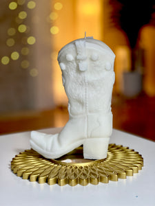 Handcrafted Cowboy Boot Soy Wax Candle - Yeehaw Western Decor, Unique Rodeo-Inspired Design, Made with 100% Natural Soy Wax, Clean Burning, Long-lasting, Perfect Gift for Western Enthusiasts and Home Decor, Available Now at SculptureStuff.com