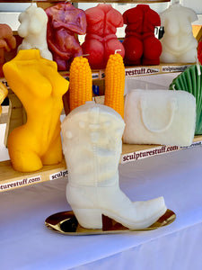 Handcrafted Cowboy Boot Soy Wax Candle - Yeehaw Western Decor, Unique Rodeo-Inspired Design, Made with 100% Natural Soy Wax, Clean Burning, Long-lasting, Perfect Gift for Western Enthusiasts and Home Decor, Available Now at SculptureStuff.com