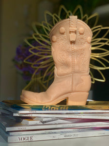 Handcrafted Cowboy Boot Soy Wax Candle - Yeehaw Western Decor, Unique Rodeo-Inspired Design, Made with 100% Natural Soy Wax, Clean Burning, Long-lasting, Perfect Gift for Western Enthusiasts and Home Decor, Available Now at SculptureStuff.com