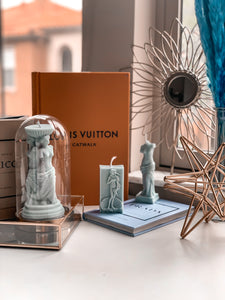 Greek Goddess Candle, Mythological Home Decor, Sculpted Goddess Art, Classical Greek Design, Divine Candle Sculpture, Hellenistic Inspired Decor, Elegant Goddess Figurine, Mythical Wax Art, Handcrafted Greek Statue Candle, Artistic Home Accent, Ancient Civilization Decor, Heavenly Home Lighting, Goddess Silhouette Candle, Unique Hellenic Design, Spiritual Wax Sculpture, Decorative Mythology Candle, Ethereal Interior Decor, Goddess Worship Decor, Timeless Greek Art, Symbolic Home Illumination.