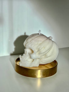 Gothic Skull Candle, Unique Macabre Design, Spooky Halloween Decor, Dark Aesthetic Home Accessory, Alternative Gift, Creepy Wax Sculpture, Unusual Home Decor, Intricate Skull Detail, Handcrafted Art, Decorative Display, Haunting Interior Design, Mysterious Atmosphere, Collector's Item, Eerie Home Accent, Goth Furnishing, Occult Inspired Decor, Skull Lover's Delight, Exquisite Wax Craftsmanship, Bewitching Illumination