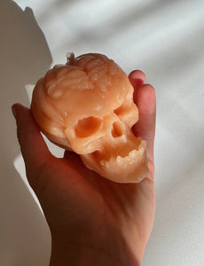 Gothic Skull Candle, Unique Macabre Design, Spooky Halloween Decor, Dark Aesthetic Home Accessory, Alternative Gift, Creepy Wax Sculpture, Unusual Home Decor, Intricate Skull Detail, Handcrafted Art, Decorative Display, Haunting Interior Design, Mysterious Atmosphere, Collector's Item, Eerie Home Accent, Goth Furnishing, Occult Inspired Decor, Skull Lover's Delight, Exquisite Wax Craftsmanship, Bewitching Illumination