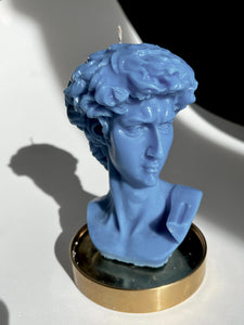 David Greek Candle, Michelangelo Sculpture, Classic Art Decor, Greek Mythology Candle, Renaissance Inspiration, Heroic Statue Candle, Greco-Roman Home Accent, Mythical Sculpted Light, Timeless Masterpiece, Neoclassical Design, Hellenistic Decor, Symbol of Strength, Artistic Home Fragrance