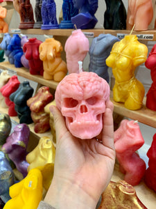 Gothic Skull Candle, Unique Macabre Design, Spooky Halloween Decor, Dark Aesthetic Home Accessory, Alternative Gift, Creepy Wax Sculpture, Unusual Home Decor, Intricate Skull Detail, Handcrafted Art, Decorative Display, Haunting Interior Design, Mysterious Atmosphere, Collector's Item, Eerie Home Accent, Goth Furnishing, Occult Inspired Decor, Skull Lover's Delight, Exquisite Wax Craftsmanship, Bewitching Illumination