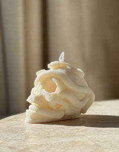 Gothic Skull Candle, Unique Macabre Design, Spooky Halloween Decor, Dark Aesthetic Home Accessory, Alternative Gift, Creepy Wax Sculpture, Unusual Home Decor, Intricate Skull Detail, Handcrafted Art, Decorative Display, Haunting Interior Design, Mysterious Atmosphere, Collector's Item, Eerie Home Accent, Goth Furnishing, Occult Inspired Decor, Skull Lover's Delight, Exquisite Wax Craftsmanship, Bewitching Illumination