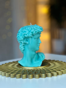 David Greek Candle, Michelangelo Sculpture, Classic Art Decor, Greek Mythology Candle, Renaissance Inspiration, Heroic Statue Candle, Greco-Roman Home Accent, Mythical Sculpted Light, Timeless Masterpiece, Neoclassical Design, Hellenistic Decor, Symbol of Strength, Artistic Home Fragrance