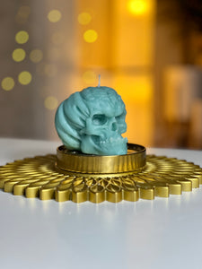 Gothic Skull Candle, Unique Macabre Design, Spooky Halloween Decor, Dark Aesthetic Home Accessory, Alternative Gift, Creepy Wax Sculpture, Unusual Home Decor, Intricate Skull Detail, Handcrafted Art, Decorative Display, Haunting Interior Design, Mysterious Atmosphere, Collector's Item, Eerie Home Accent, Goth Furnishing, Occult Inspired Decor, Skull Lover's Delight, Exquisite Wax Craftsmanship, Bewitching Illumination