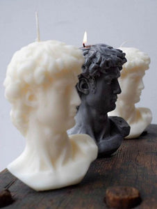 David Greek Candle, Michelangelo Sculpture, Classic Art Decor, Greek Mythology Candle, Renaissance Inspiration, Heroic Statue Candle, Greco-Roman Home Accent, Mythical Sculpted Light, Timeless Masterpiece, Neoclassical Design, Hellenistic Decor, Symbol of Strength, Artistic Home Fragrance