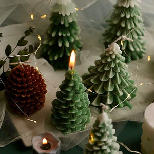 Pine Scented Candle, Handcrafted Holiday Decor, Festive Mantelpiece Candle, Winter Celebration Centerpiece, Cozy Christmas Atmosphere, Unique Tree-shaped Candle, Seasonal Illumination, Christmas Eve Candlelight, Ornamental Holiday Lighting, Christmas Tabletop Decor, Home for the Holidays Candle
